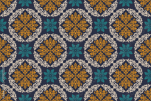 Damask seamless pattern vector background. baroque style pattern. Luxury textile. Graphic ornate pattern for wallpaper, fabric, packaging, wrapping. Damask floral ornament	