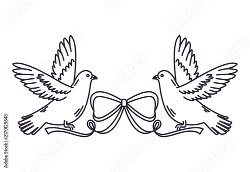 Obraz na płótnie Wedding Doves Bow