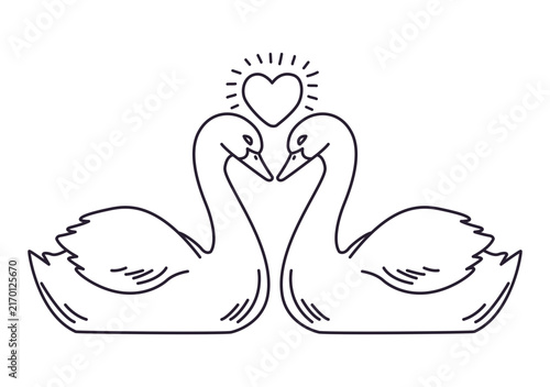 Obraz na płótnie Wedding Swans Heart