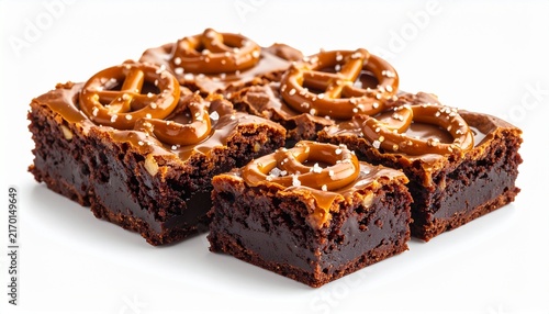 Rich chocolate fudge brownie squares topped with salty snacks