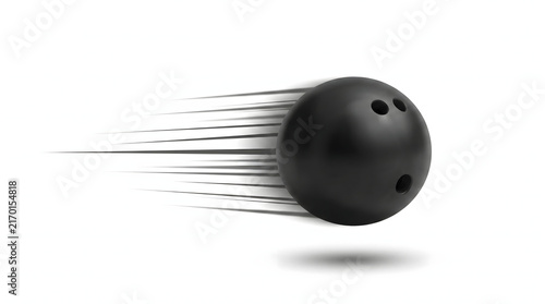 Black Bowling Ball in Motion with Trailing Streaks
