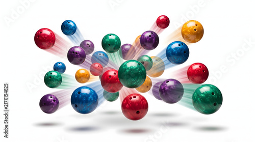 Colorful Bowling Balls in Motion Burst
