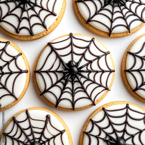 Halloween Spider Web Cookies Flat Lay Isolate