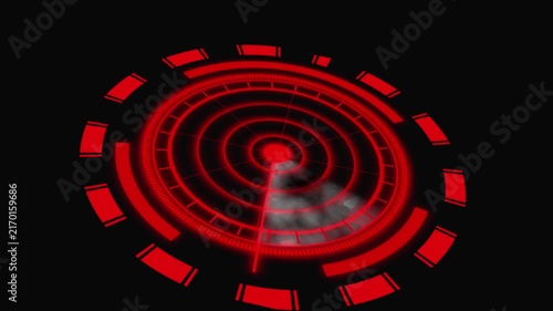 Red Radar Interface with Target Detection and Smoke Effect scan technology