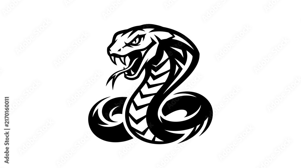 Fototapeta premium Stylized Cobra Snake Illustration Aggressive Pose 10.