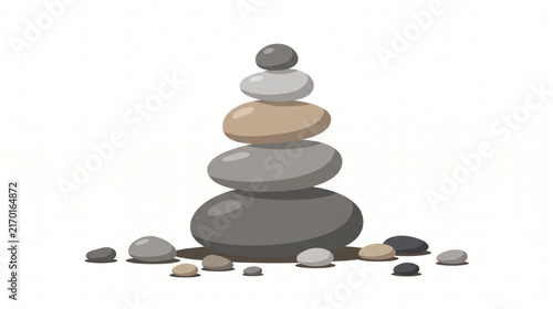 Photography Vector illustration of balanced zen stones stack for meditation and wellness spa