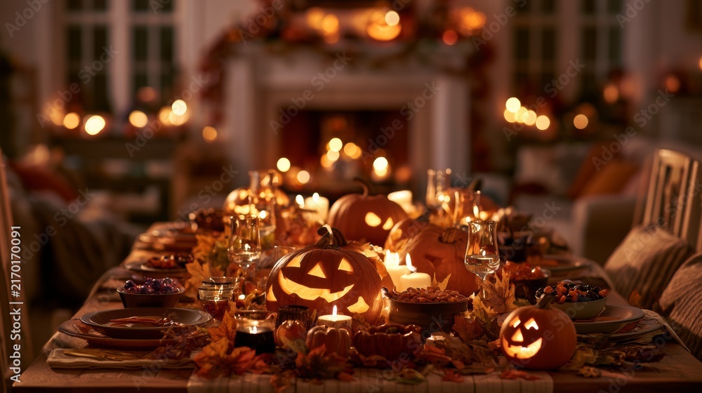 Naklejka premium Halloween night dinner