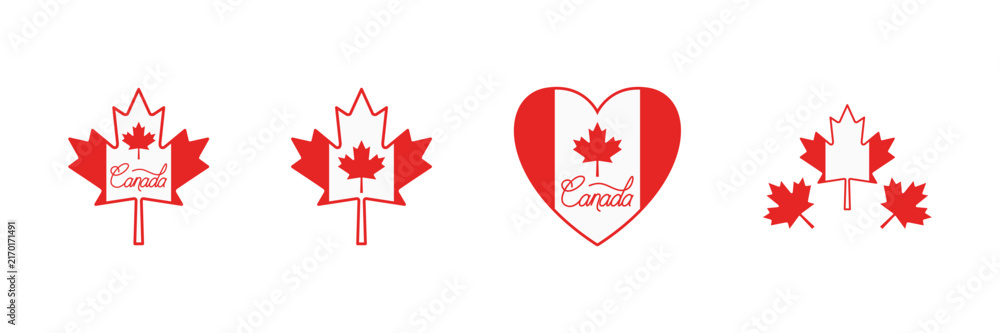 Fototapeta premium Canada Flag Icon Set – Canadian Flag Symbols Vector