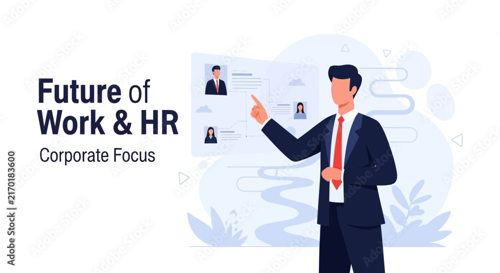 Fototapeta premium Future of Work and HR: Businessman Analyzing Employee Data and Corporate Strategy
