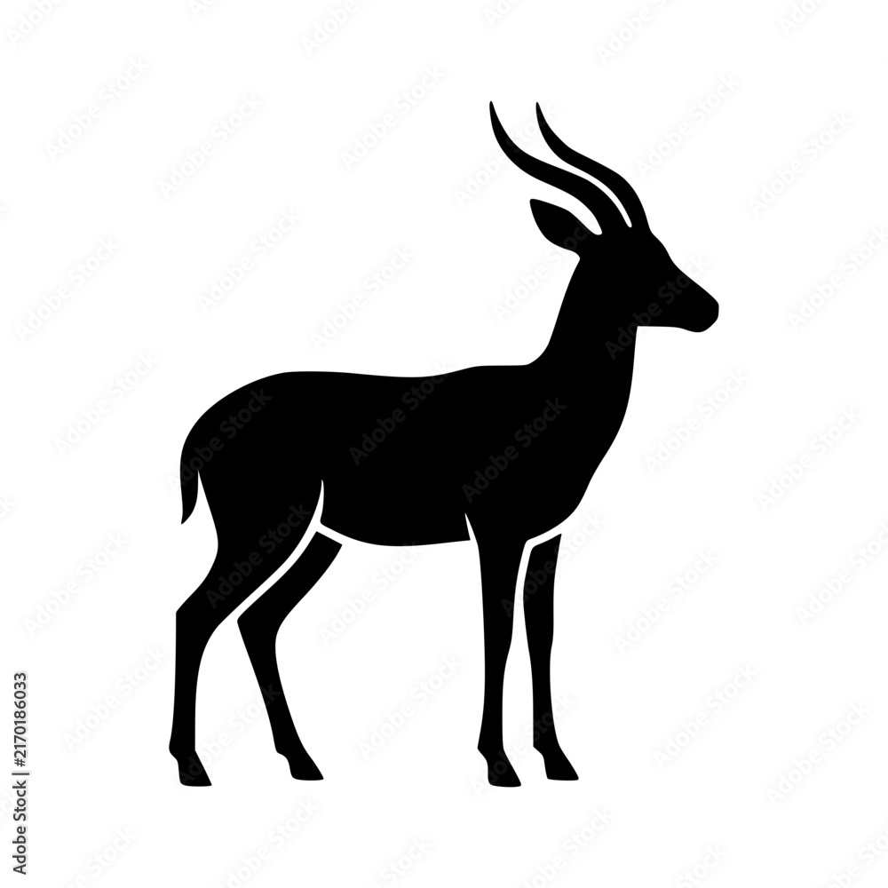 Obraz premium Standing antelope silhouette animal vector illustration