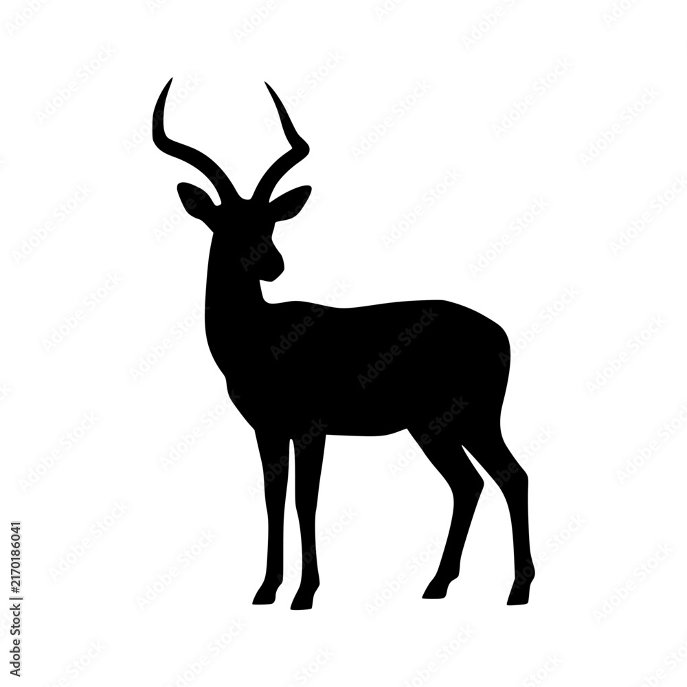 Fototapeta premium Standing antelope silhouette animal illustration