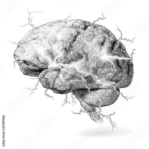 Tapety artystyczne Brain network with electrical activity