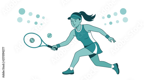 Foto Woman playing tennis, isolated illustration