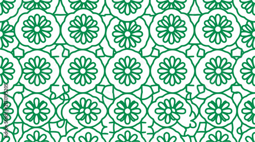 Seamless Green Floral Pattern on Transparent Background Vector Art