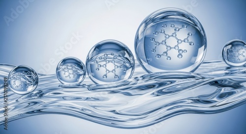Molecular water droplets with hexagonal ice structures floating on rippled surface