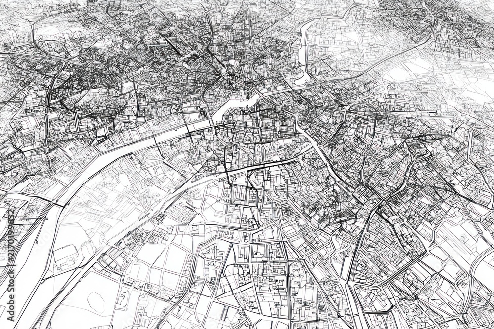 Fototapeta premium City Map Aerial View Urban Planning
