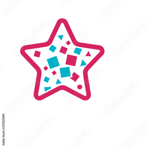 Star shape with colorful confetti pattern