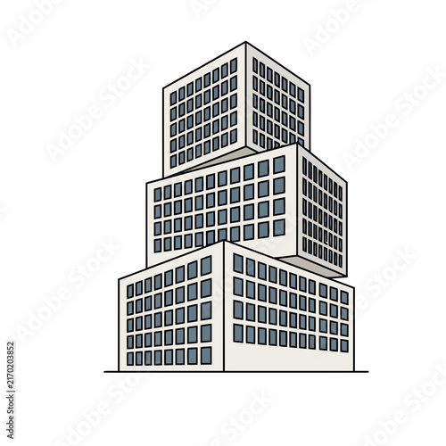 Stacked Modern Buildings with Many Windows