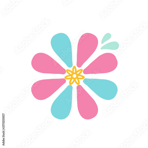 Stylized Flower with Pink and Blue Petals