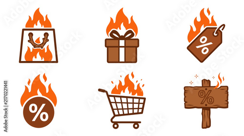 Bonfire Logs Forming Shopping Bag Concept of Bonfire Night Sale