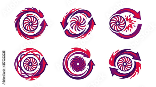 Catherine Wheel Forming Sync Arrow Concept of High Speed Processing