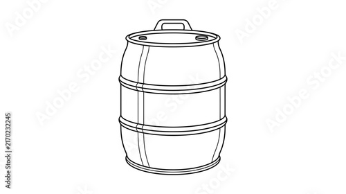 Isolated Line Art Barrel Container