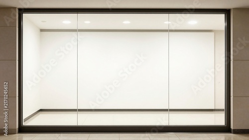Empty Modern Storefront Window Display with Clean White Background