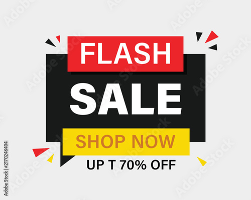 Flash sale shop now up to 70 percent off promotional badge and label design with discount label