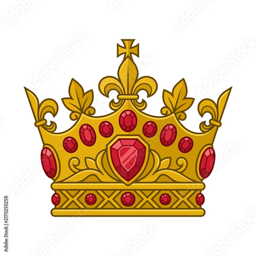 Photography Golden Royal Crown with Red Gems Illustration