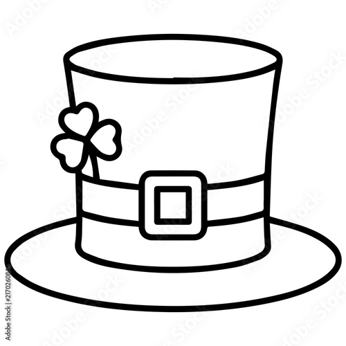 Traditional leprechaun top hat with shamrock icon st patricks day line art leprechaun shamrock minimalist