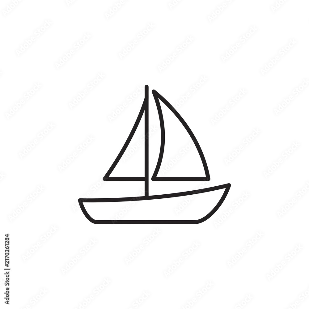 Fototapeta premium Minimalist Sailboat Vector Icon Design Isolated on White Background for Marine Graphic