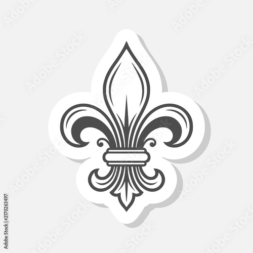 Fleur de lis sign icon sticker isolated on gray background