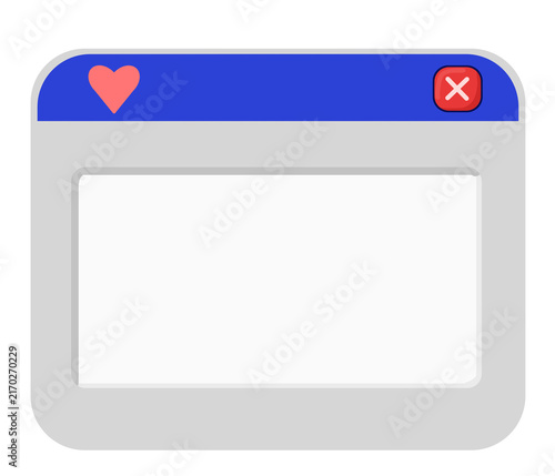 Retro Web Browser Window Frame Interface With Heart Icon UI UX Layout Template Illustration Isolated On Dark Background