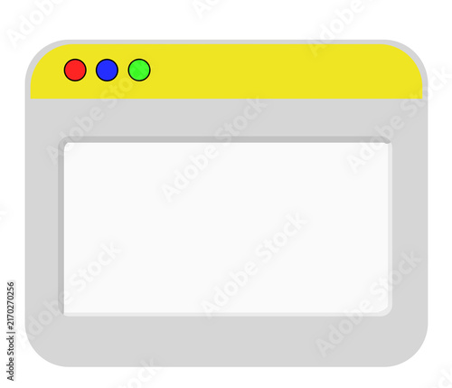 Yellow Web Browser Window Frame Interface Modern UI UX Screen Template Illustration Isolated On Dark Background