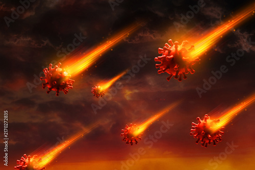 Falling virus meteor outbreak apocalypse and pandemic concept
