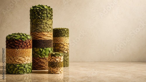 Vertical Botanical Ingredient Columns Premium 3D Health Background