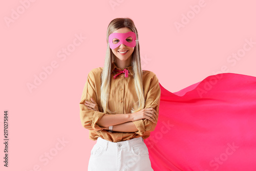 Cuadro en lienzo Empowered woman superhero concept, female strength and leadership, confident you