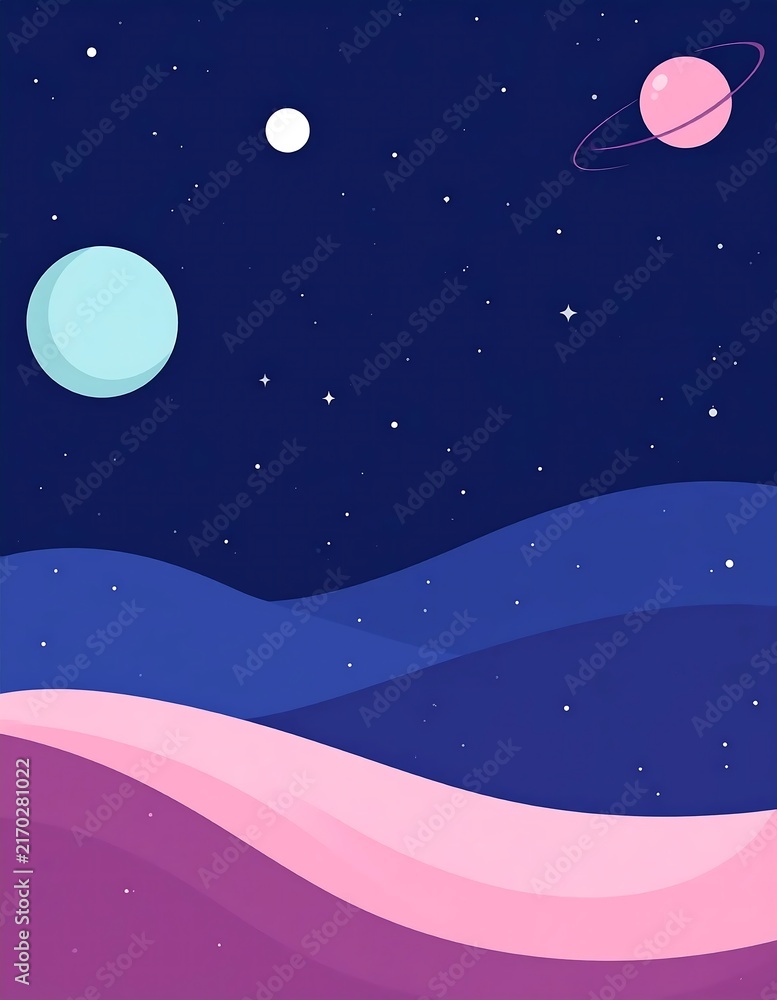 Fototapeta premium Cosmic scene with planets and nebula in deep space.