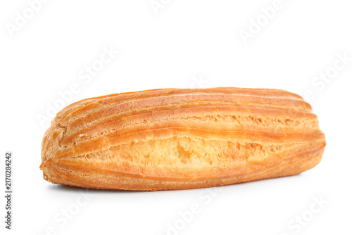 Quadro su tela Tasty eclair on white background