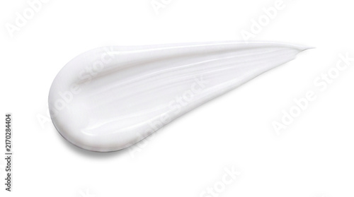 Obraz na plátně White milky lotion cream texture smear with smooth streaks isolated on transpare