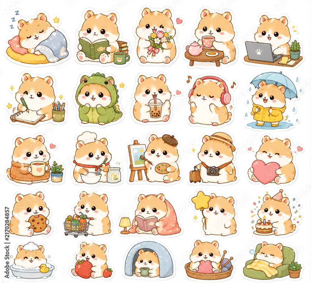 Obraz premium set of funny animals sticker sheet