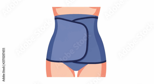 A stylized female torso wearing a compression belly band for postpartum support. Clinical yet aesthetic, focused on physical recovery. Minimalist flat vector artwork, clipart style, absolute