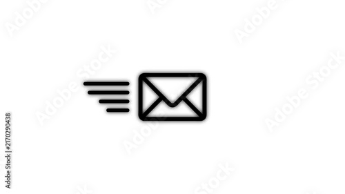 Animated Email Message Envelope Icon with Motion Lines on White Background