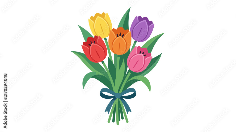 Obraz premium Colorful Tulip Bouquet Vector Illustration