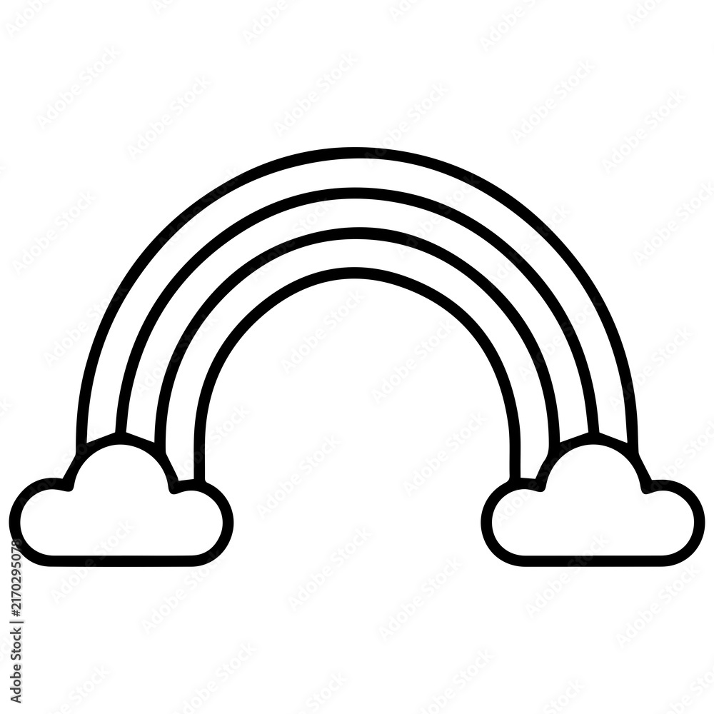 Fototapeta premium Rainbow with clouds graphic icon outline design spectrum meteorology atmosphere phenomenon illustration