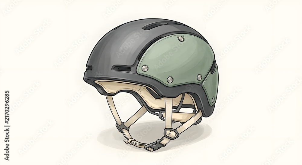 Fototapeta premium Modular Bicycle Helmet with Replaceable Green Panel, Sustainable Product Design