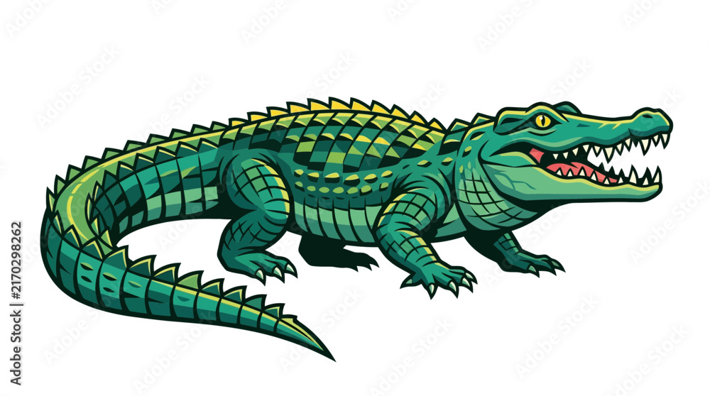 Fototapeta premium Green Alligator Cartoon Vector Illustration