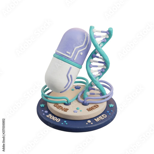 Medical science innovation capsule and dna helix research symbol