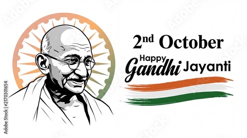 October mahatma Gandhi Jayanti Birthday Celebration with Hindi text Gandhi. Vector illustration