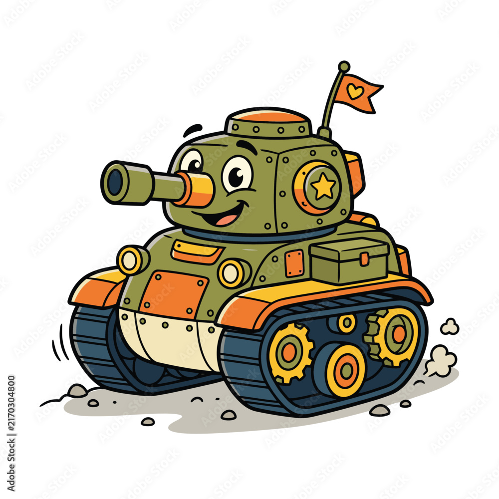 Naklejka premium cute cartoon tank vector illustration